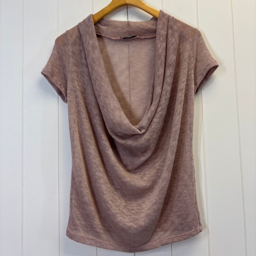 Womens Y2K Festival Cowl Neck Sheer Open Knit Sweater Top Size M Indie Sleaze